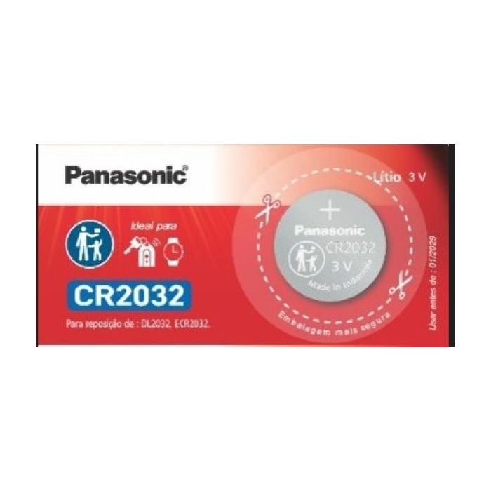 Bateria Panasonic CR2032 3V Lithium Cartela com 1 Unidade
