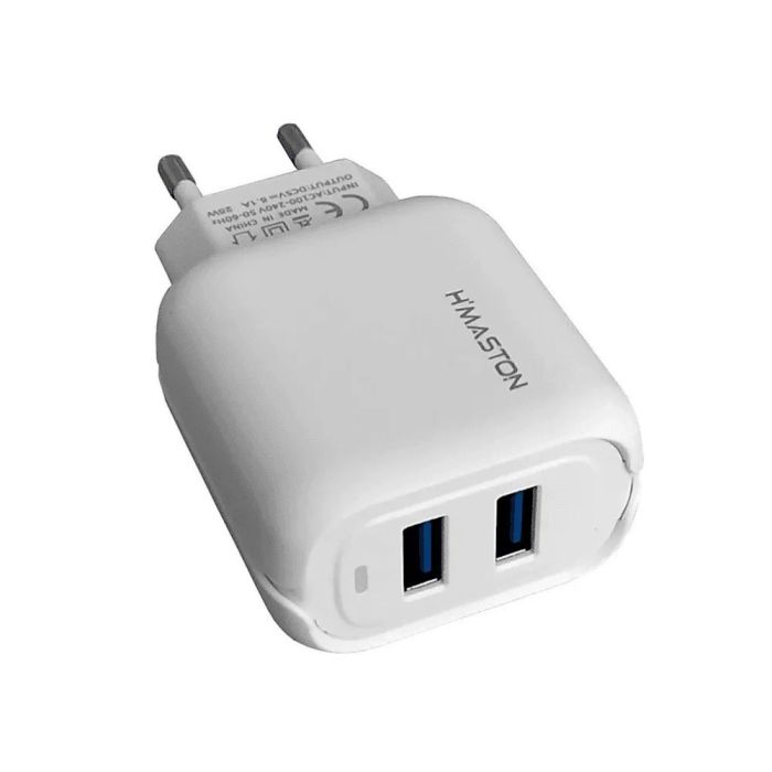 Carregador de Celular H'Maston 5,1A 2 USB Tipo-C Branco