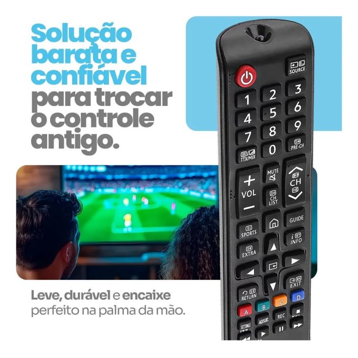 Controle Remoto Para Tv Samsung 4k Lcd Led Plasma Teclas Smart Hub Compatível