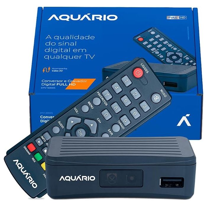 Conversor Digital Aquário DTV-4000S Full HD com Gravador USB