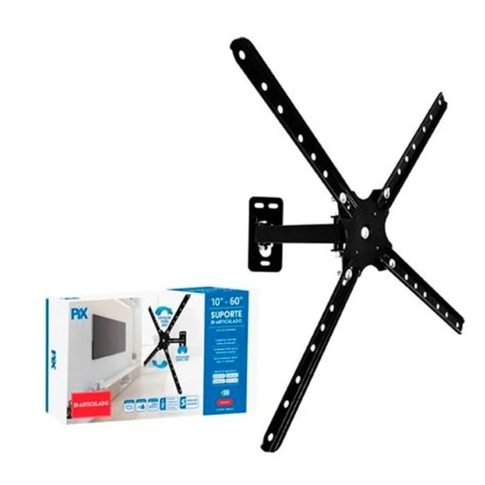 Suporte para TV e Monitor Bi-Articulado PIX PX-10 10 a 60 Polegadas Preto