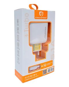 Carregador de Celular H'Maston 5,1A 2 USB Tipo-C Branco