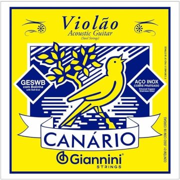 Encordoamento Violão Aço Giannini Canário GESWB .011-.045 Médio com Bolinha