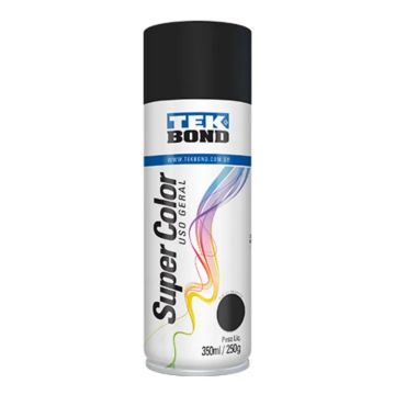 Tinta Spray Tekbond Super Color Uso Geral Preto Brilhante 350ml 250g